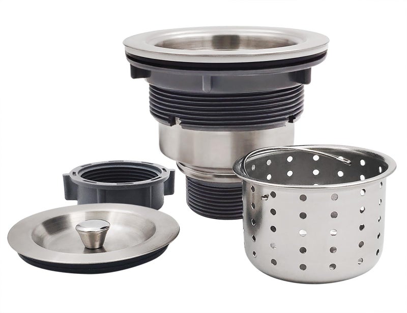 GZILA 3-1/2-Inch Kitchen Sink Drain Strainer Assembly Kit, GZILA Deep Waste Basket Strainer with Sealing Lid Sink Stopper, 304 Stainless Steel Brushed Nickel - Image 1